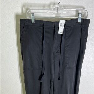 Lou & Grey Black Ankle Cropped Pants with Drawstring Waist